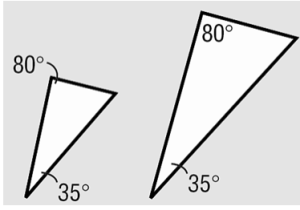 Two angles representing AA similarity.